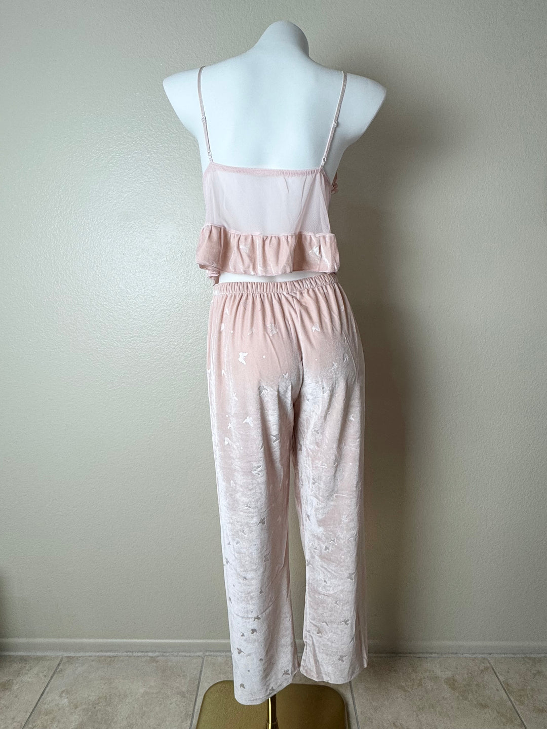 Long Velvet Butterfly Pattern Cami Set back view