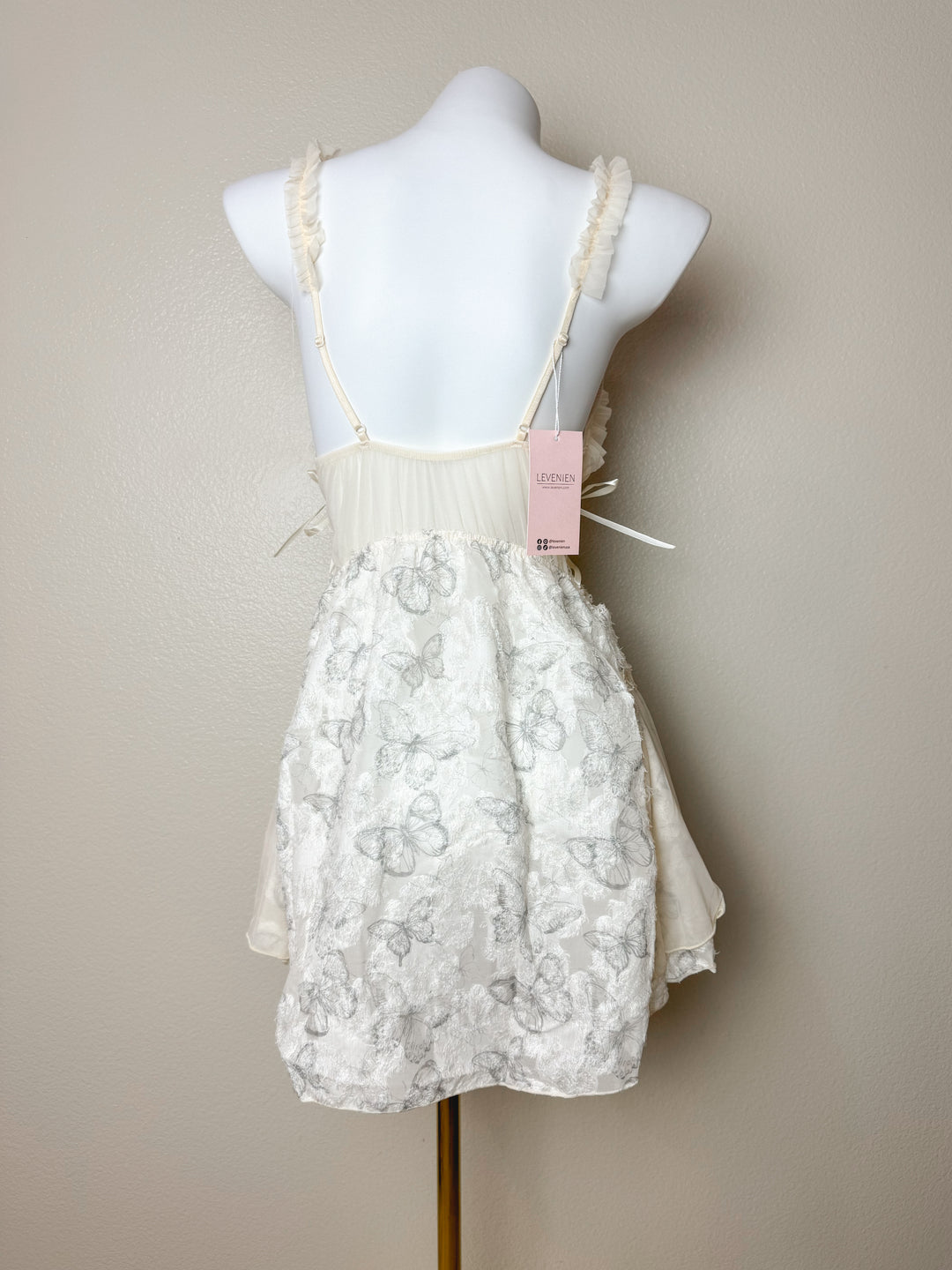 back view of Butterfly Embroidered Crisscross Slip