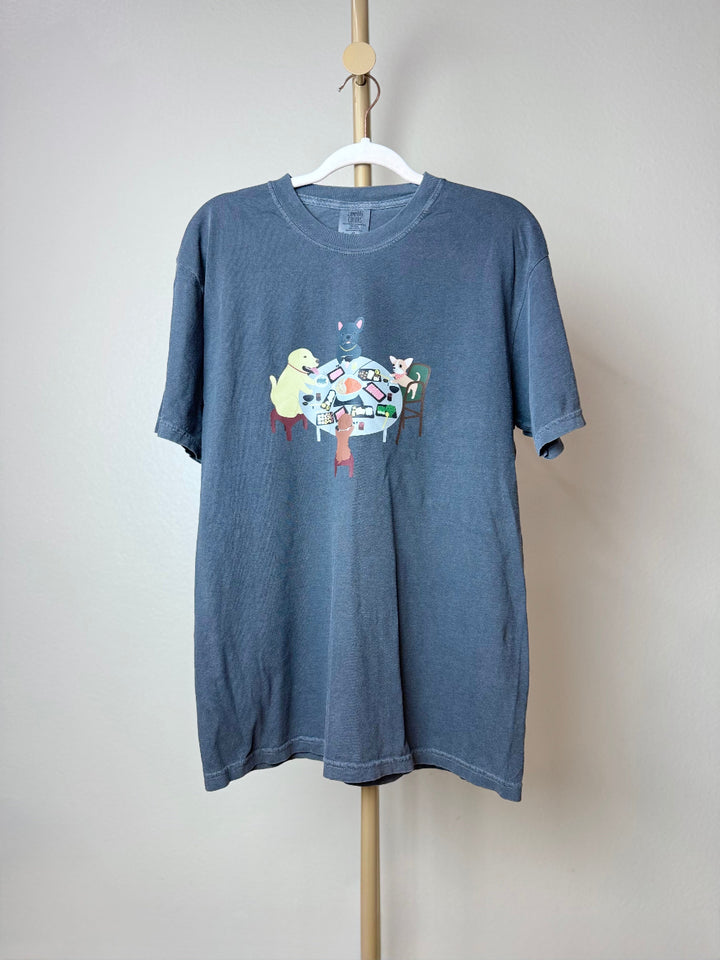 Dogs Eating Hotpot Unisex Heavyweight T-shirt Pepper Color