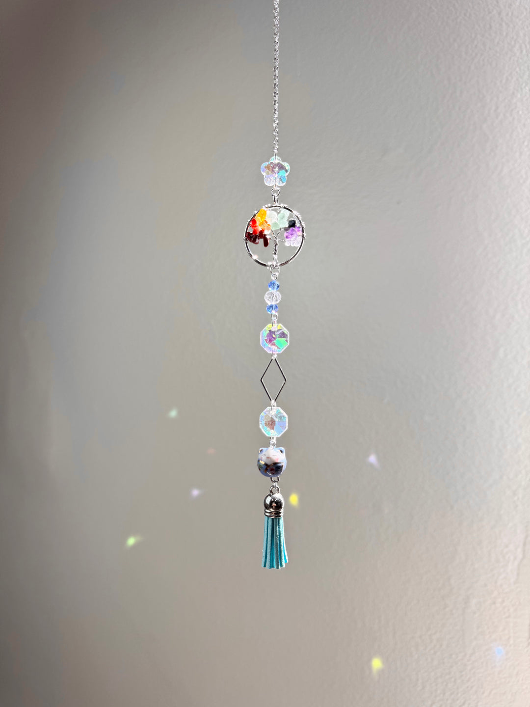 Cat Tree of Life Suncatcher - Blue