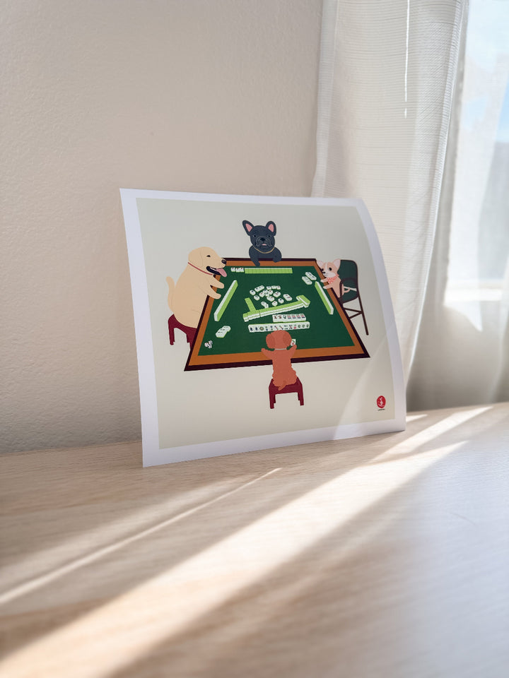 Dogs Playing Mahjong Print