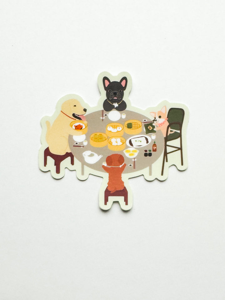 Dogs Eating Dim Sum Sticker