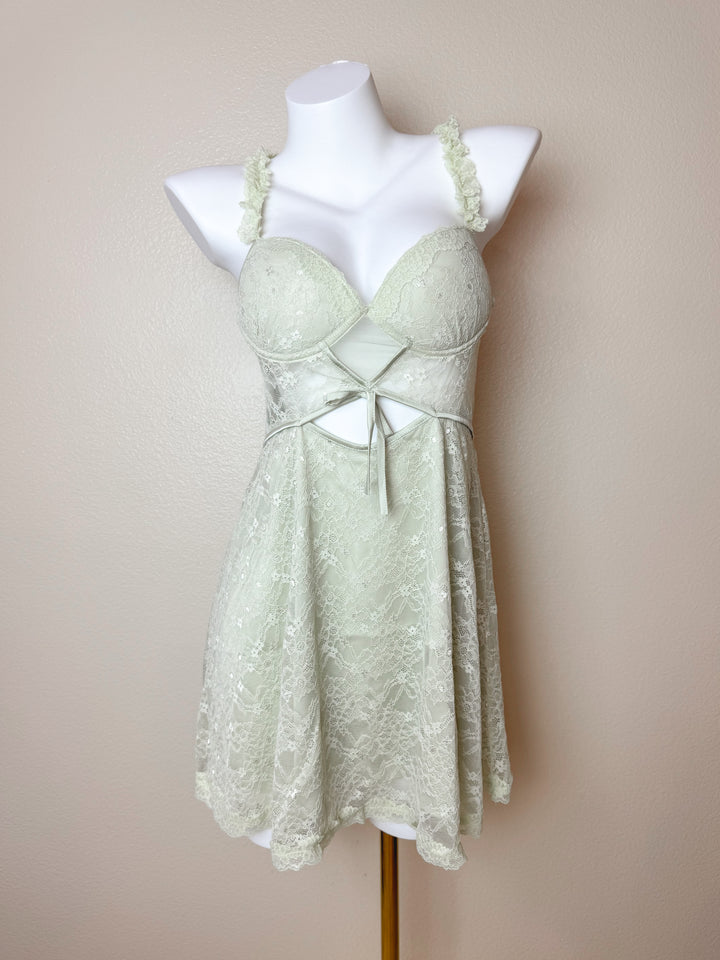 Lace Cut Out Cross-Back Slip