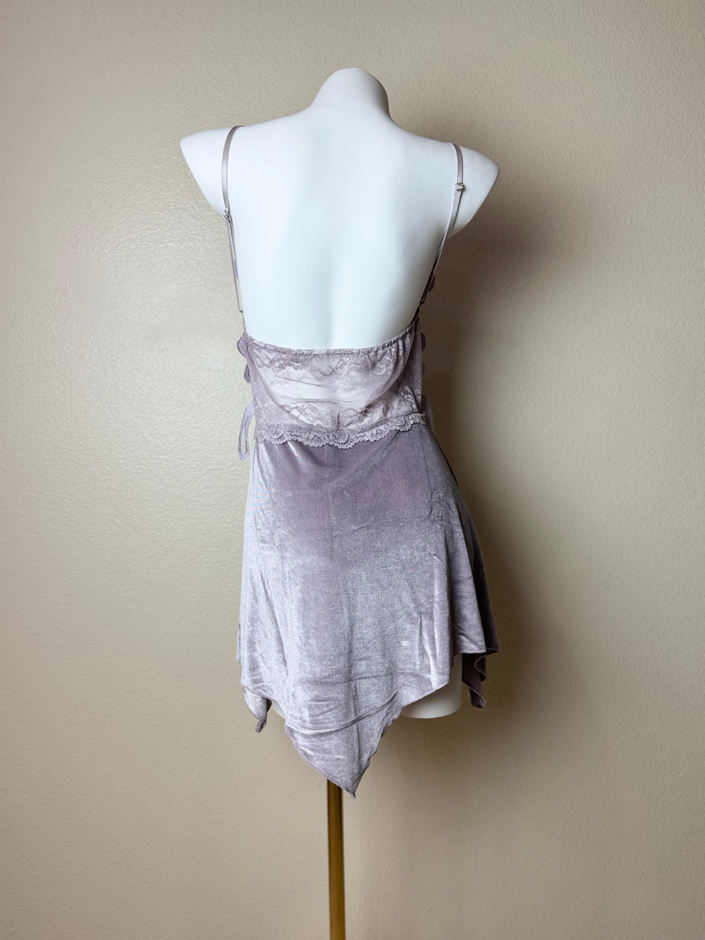 Purple Asymmetrical Velvet Butterfly Slip - Back