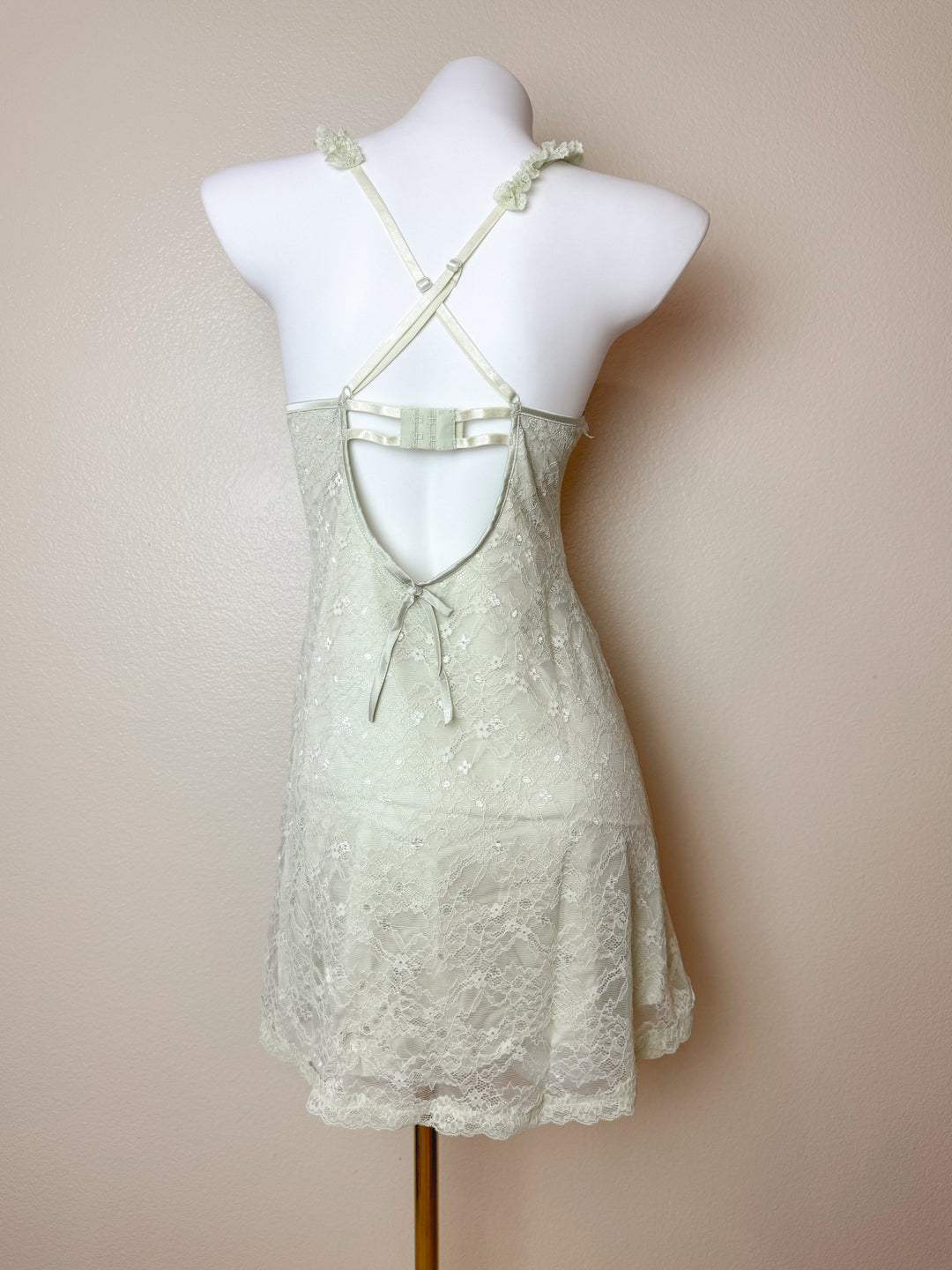 back view of Lace Cut Out Cross-Back Slip