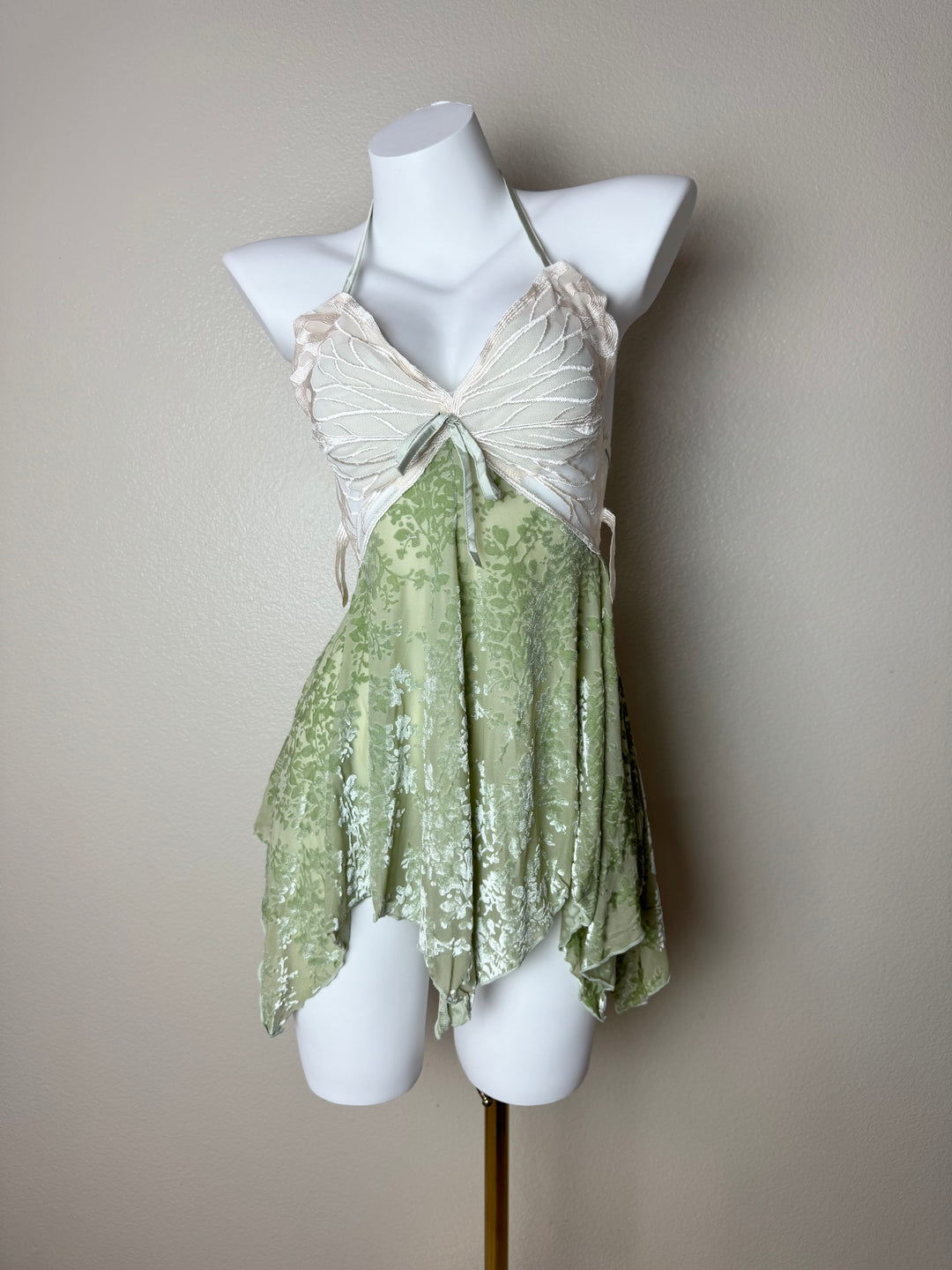 Green Velvet Butterfly Slip