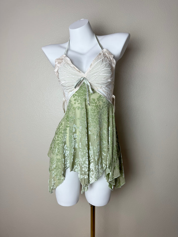 Green Velvet Butterfly Slip