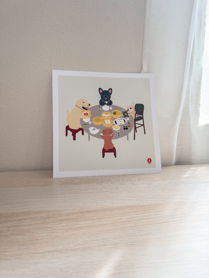 Dogs Eating Dim Sum Print