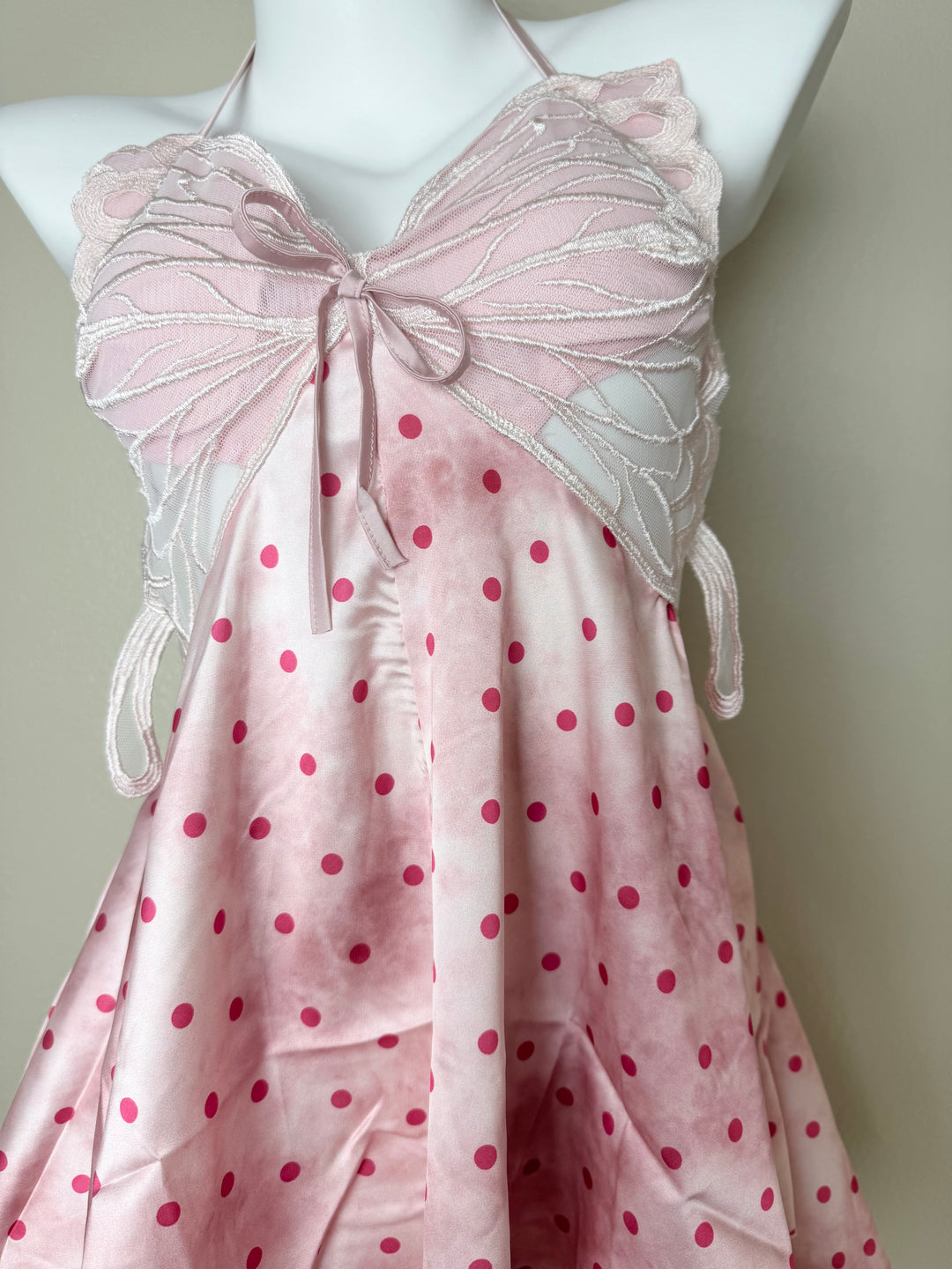 Pink Polka Dots Butterfly Slip