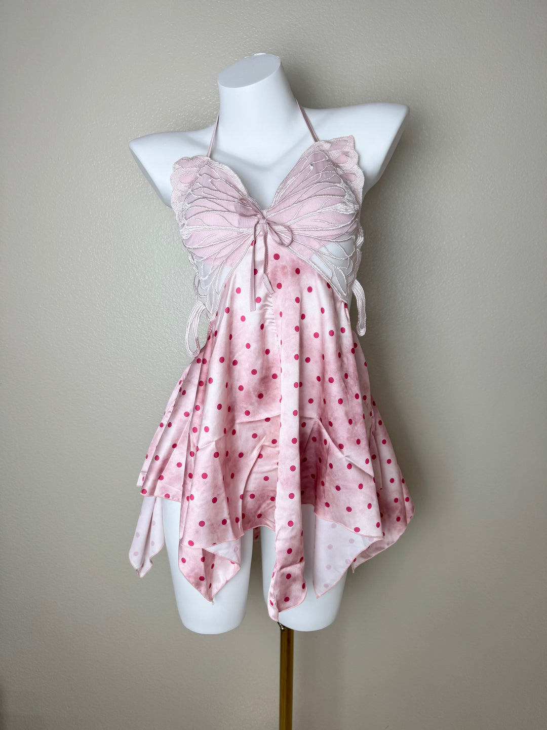 Pink Polka Dots Butterfly Slip