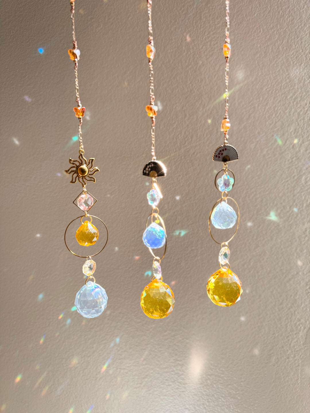 Yellow and Clear Crystal Suncatcher