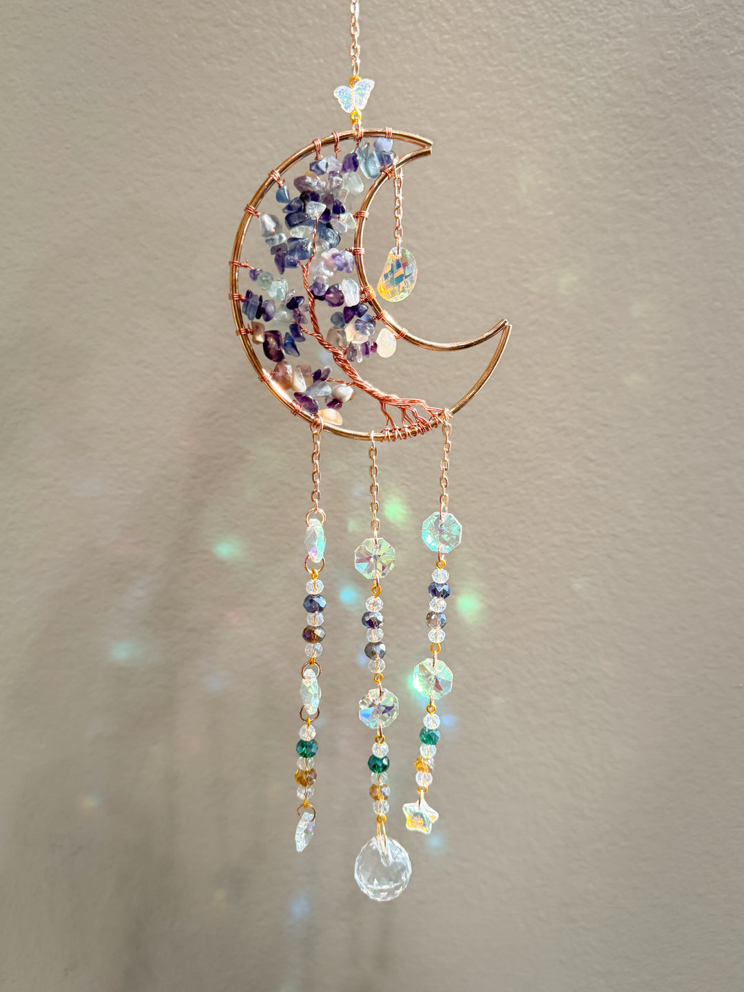 Multi-color Crescent Moon Tree of Life Suncatcher