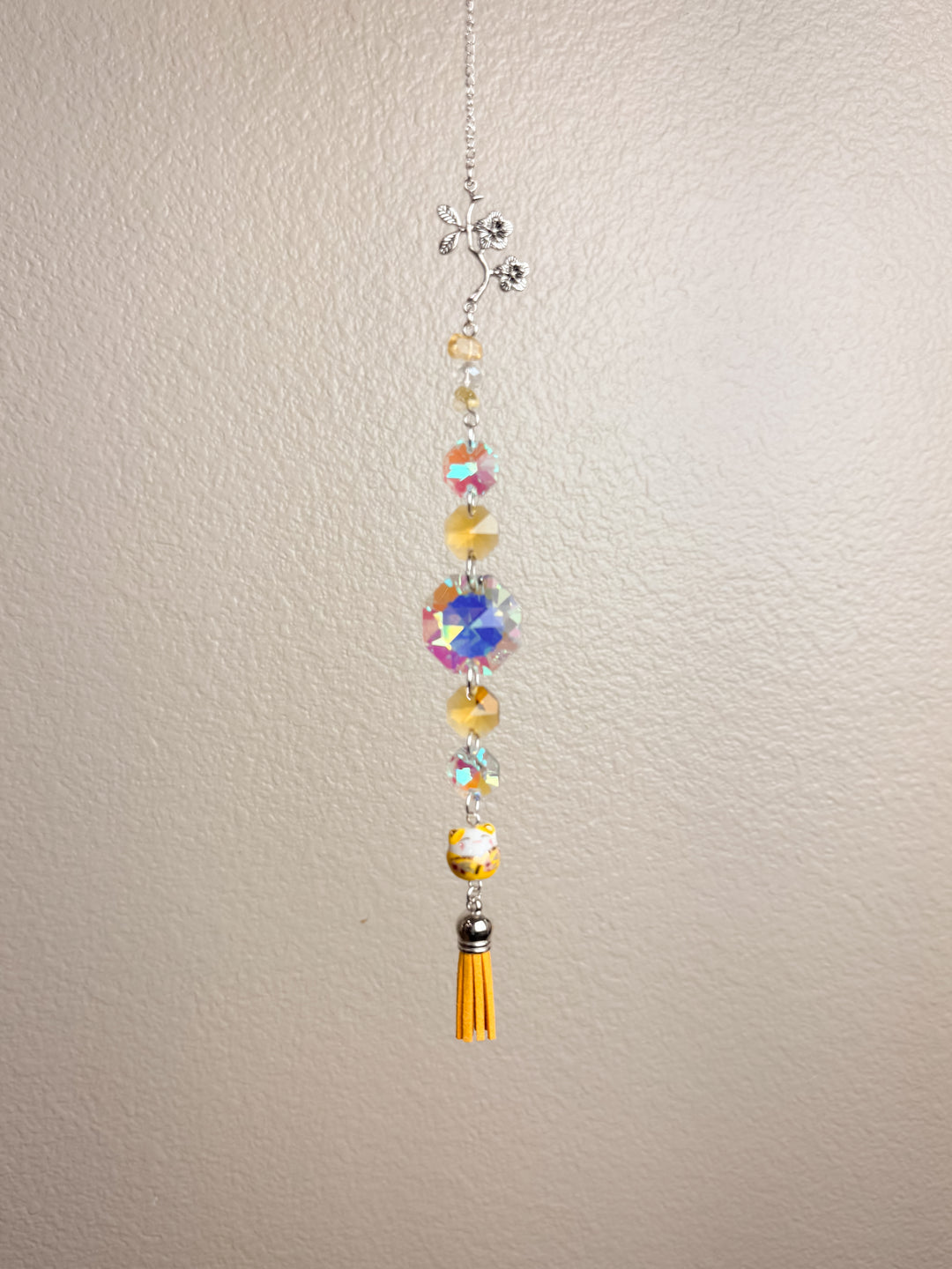 Yellow Lucky Cat Suncatcher