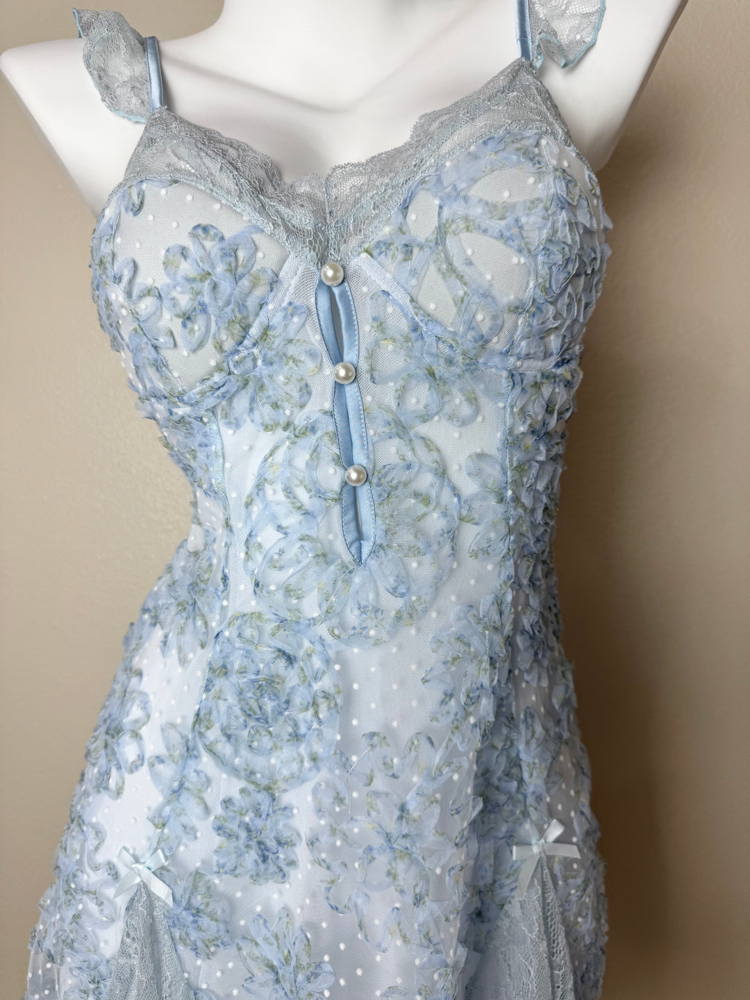Blue Floral Lace Slip