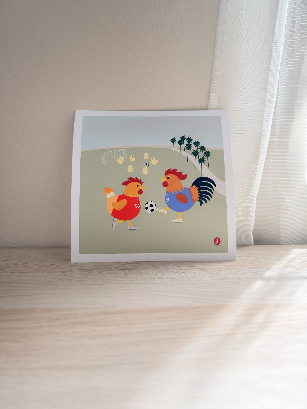 Roosters Playing Soccer Print