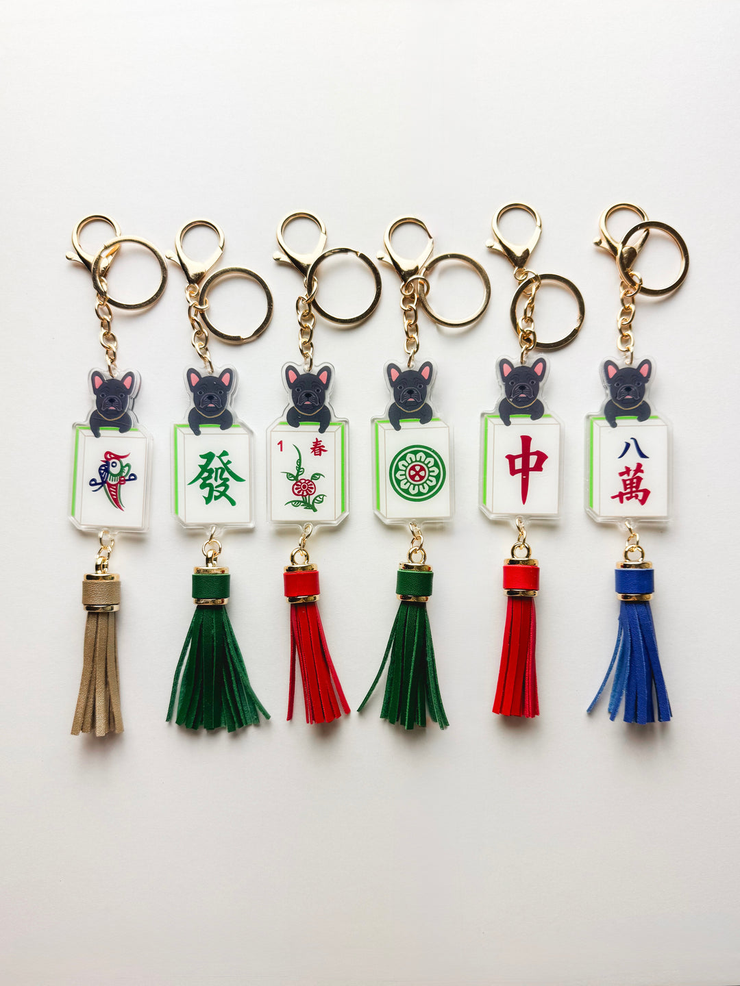 Fortune Dog Mahjong Tile Keychain