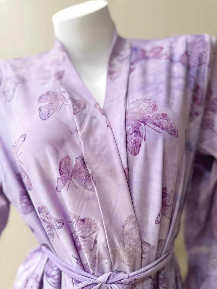 Purple Butterfly Print Robe Close Look