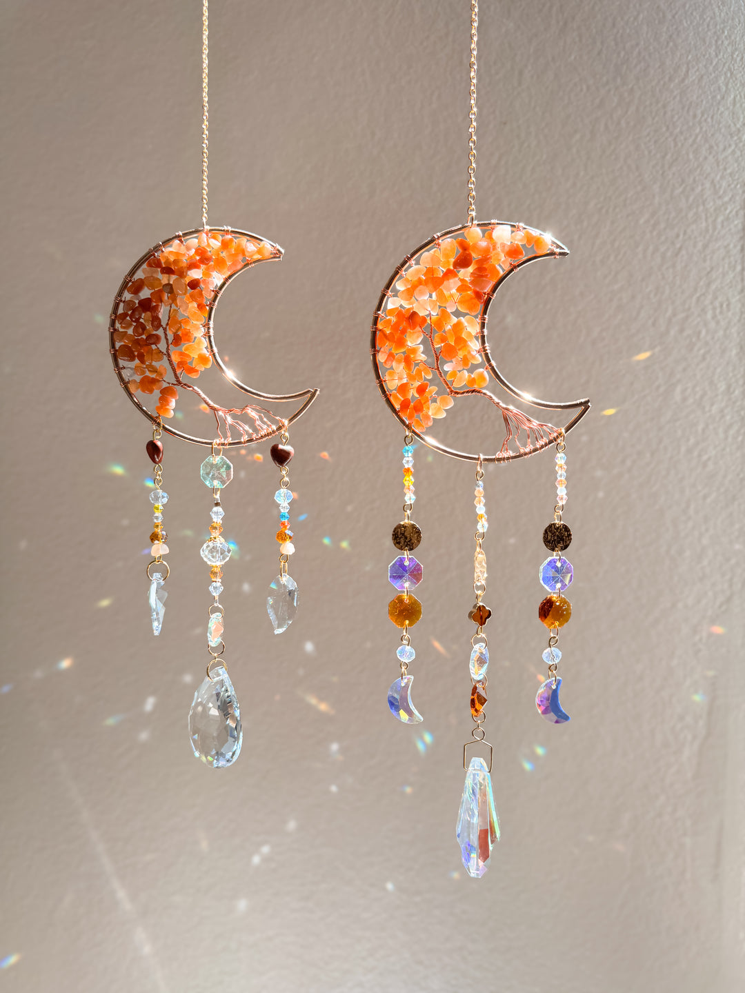 Orange Stone Moon Tree of Life Sun Suncatcher 