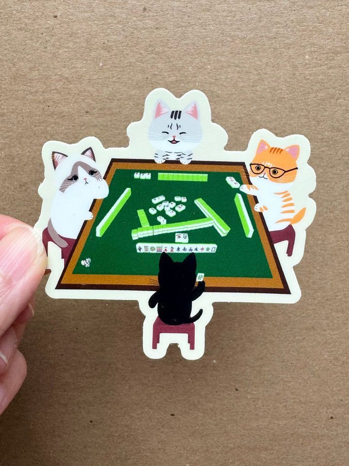 Cats Playing Mahjong Sticker