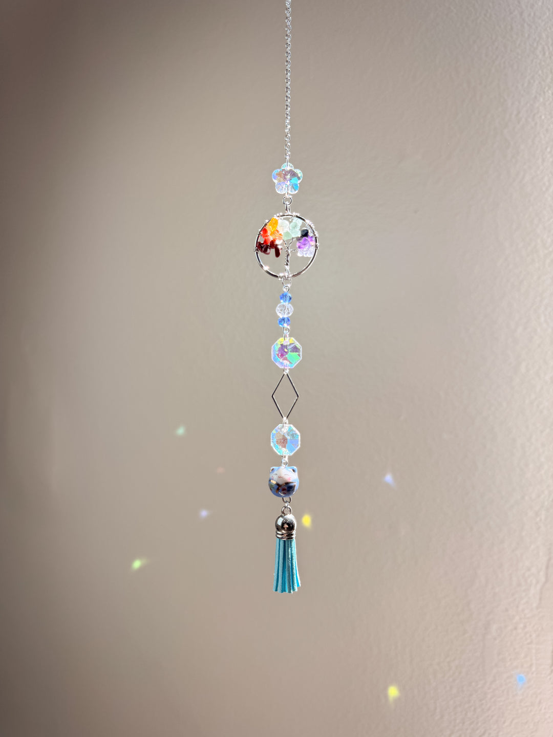 Cat Tree of Life Suncatcher - Blue