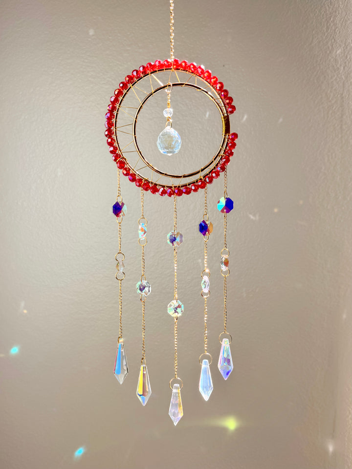 Wishfall - 4" - Red Crystals Suncatcher 