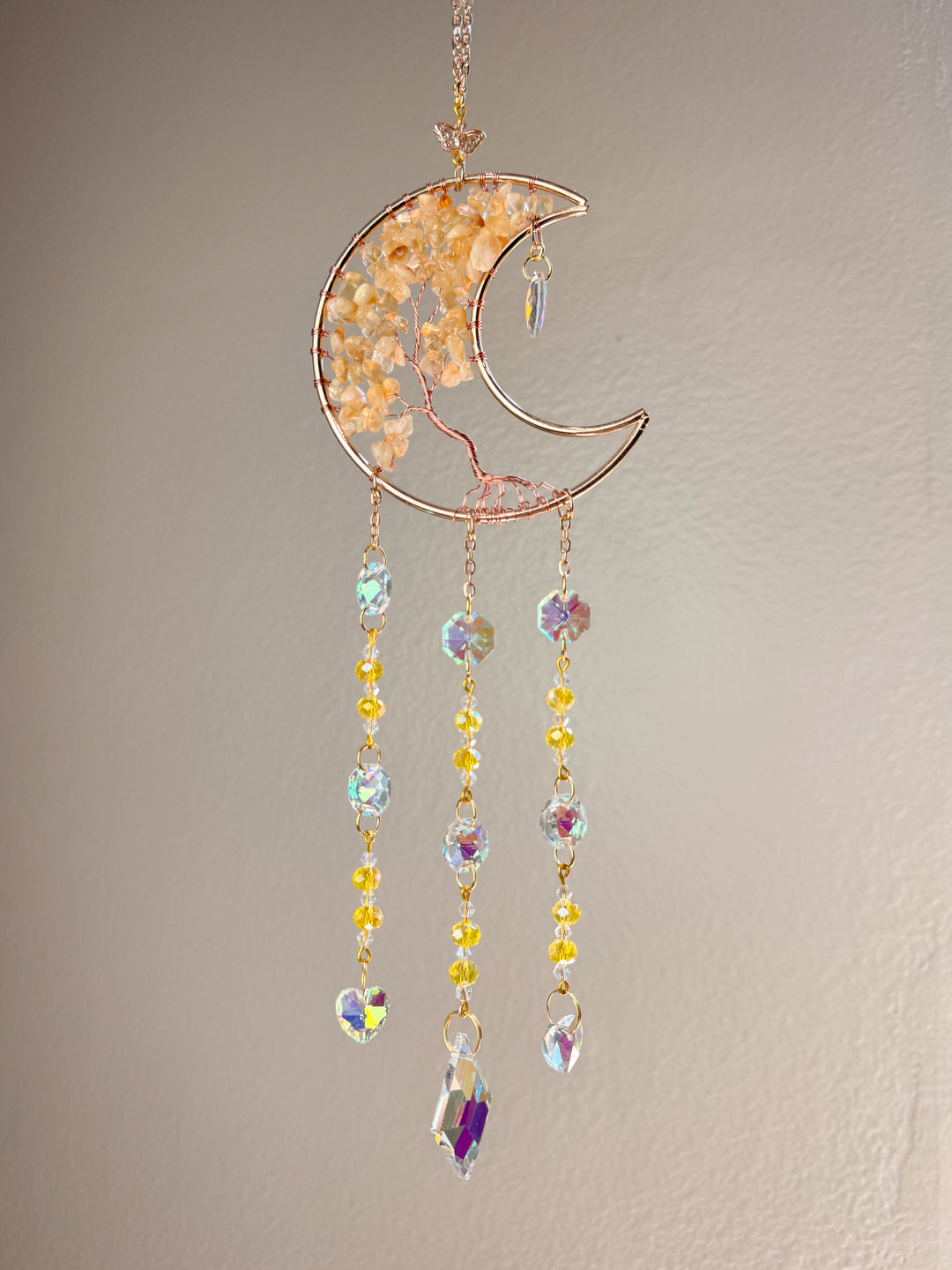 Yellow Moon Tree of Life Suncatcher