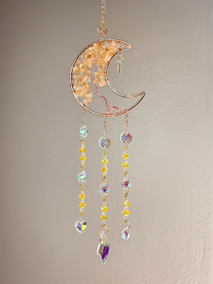 Yellow Moon Tree of Life Suncatcher