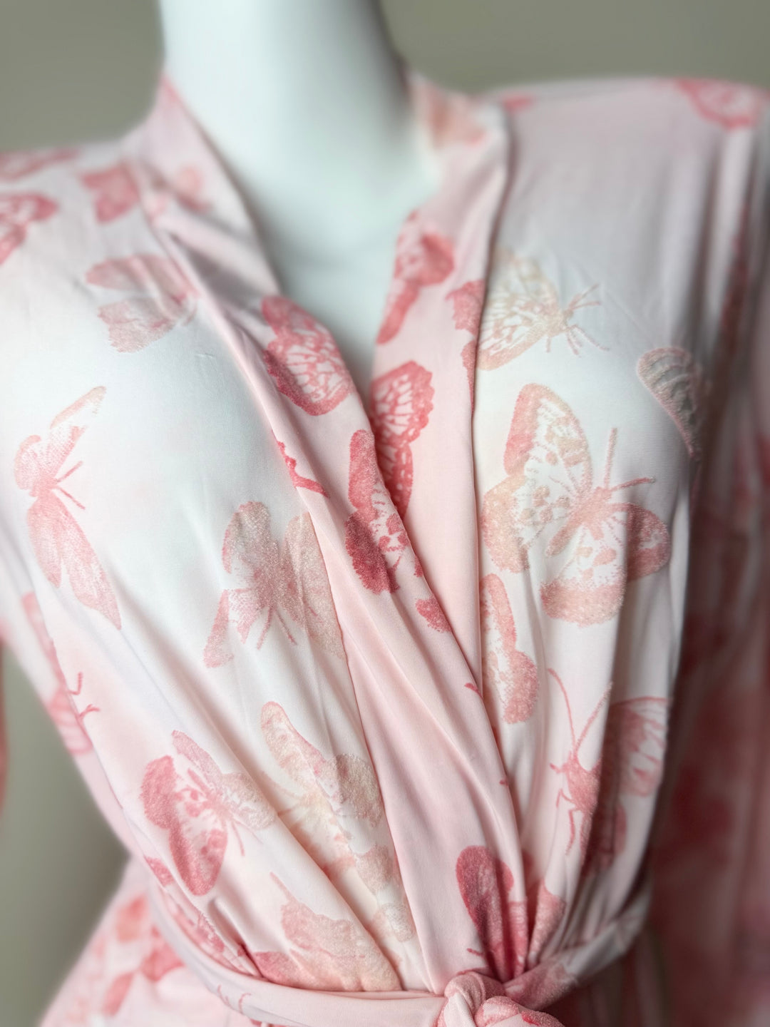Pink Butterfly Print Robe  