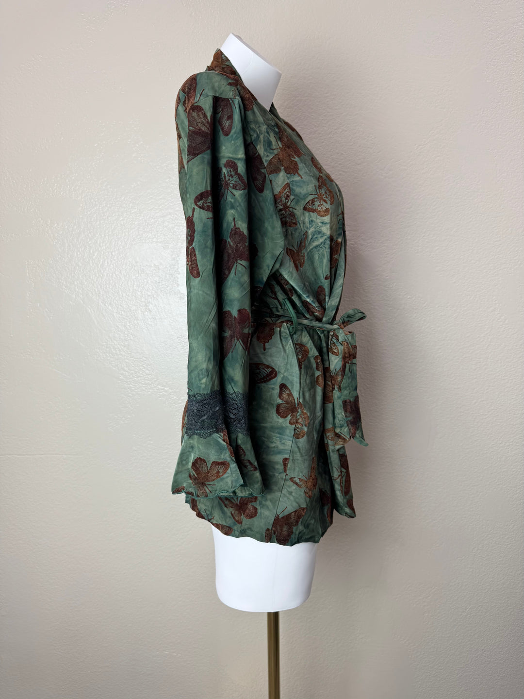 Green Butterfly Print Robe