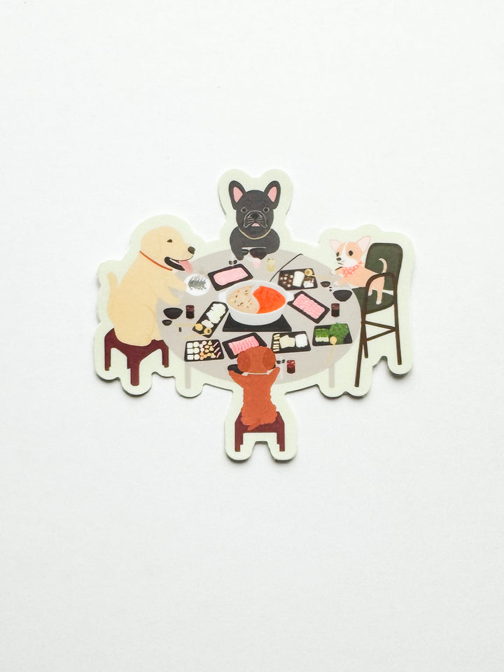 Dogs Eating Hotpot Sticker