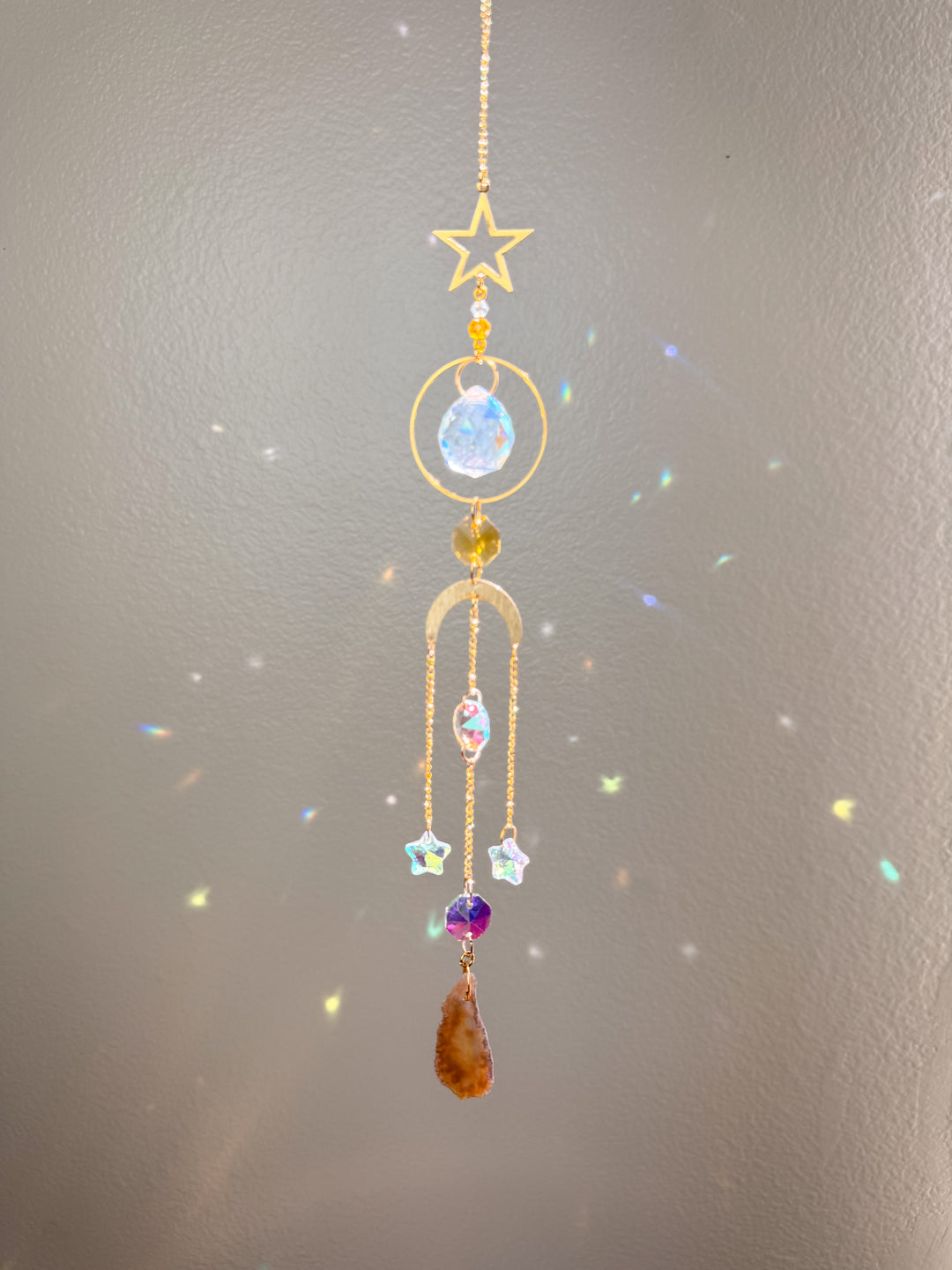 Star Agate Stone Suncatcher - Yellow