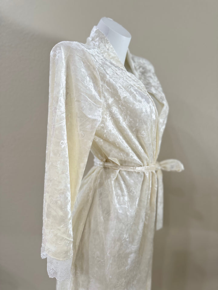 Velvet Bowknot Lace-Trim Robe - Side