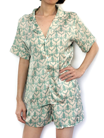 women's soft comfy silky satin pajama set pjs lounge