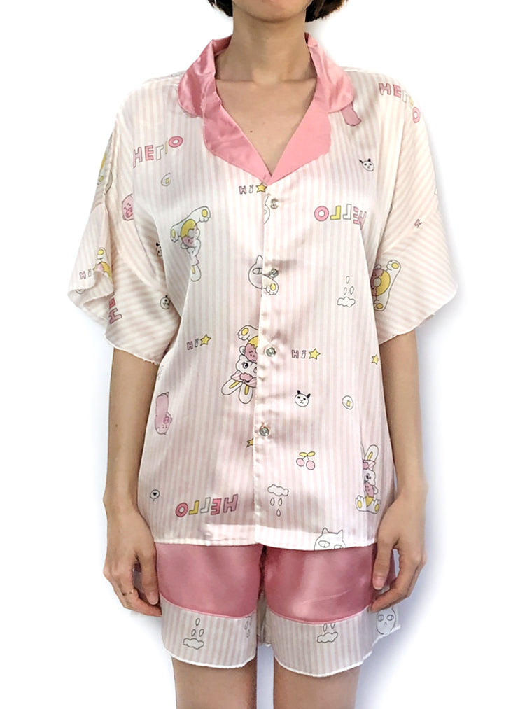 women's soft comfy silky satin pajama set pjs lounge