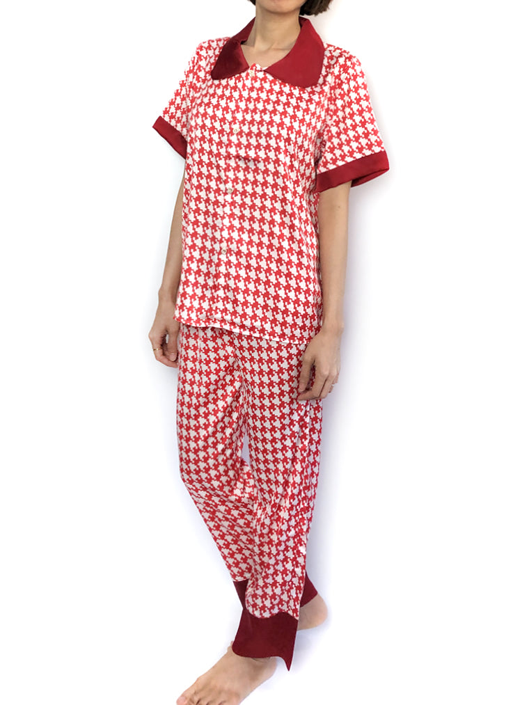Women's cozy sleepwear silky satin pajama set pjs lounge wear 