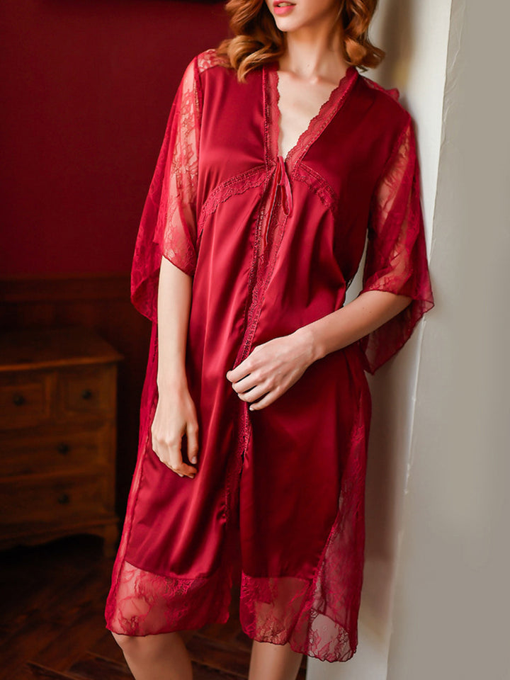Red Lace Long Robe