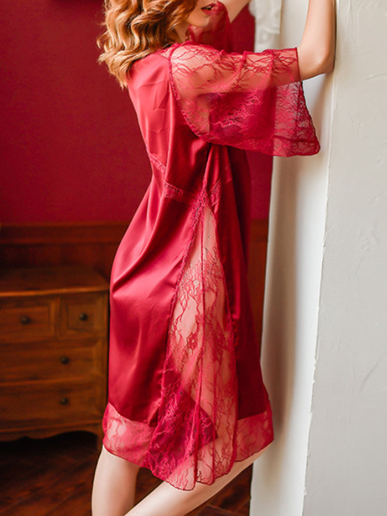 Red Lace Long Robe