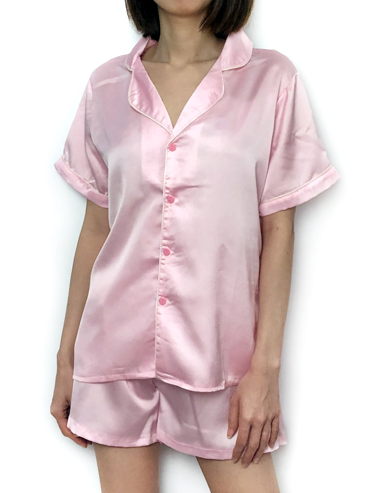 women's soft comfy silky satin pajama set pjs lounge