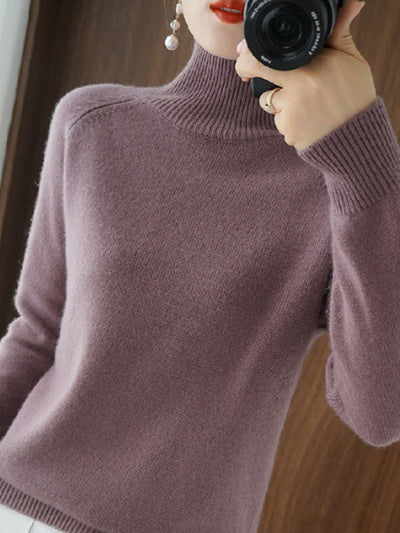 Soft Turtle Neck Long Sleeves Knit Top