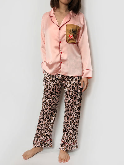 Long Leopard Print Pajama Set