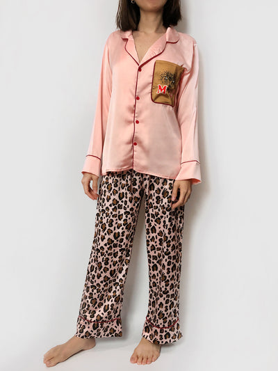 Long Leopard Print Pajama Set