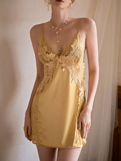 Sexy Floral Embroidered Lace-Trim Slip