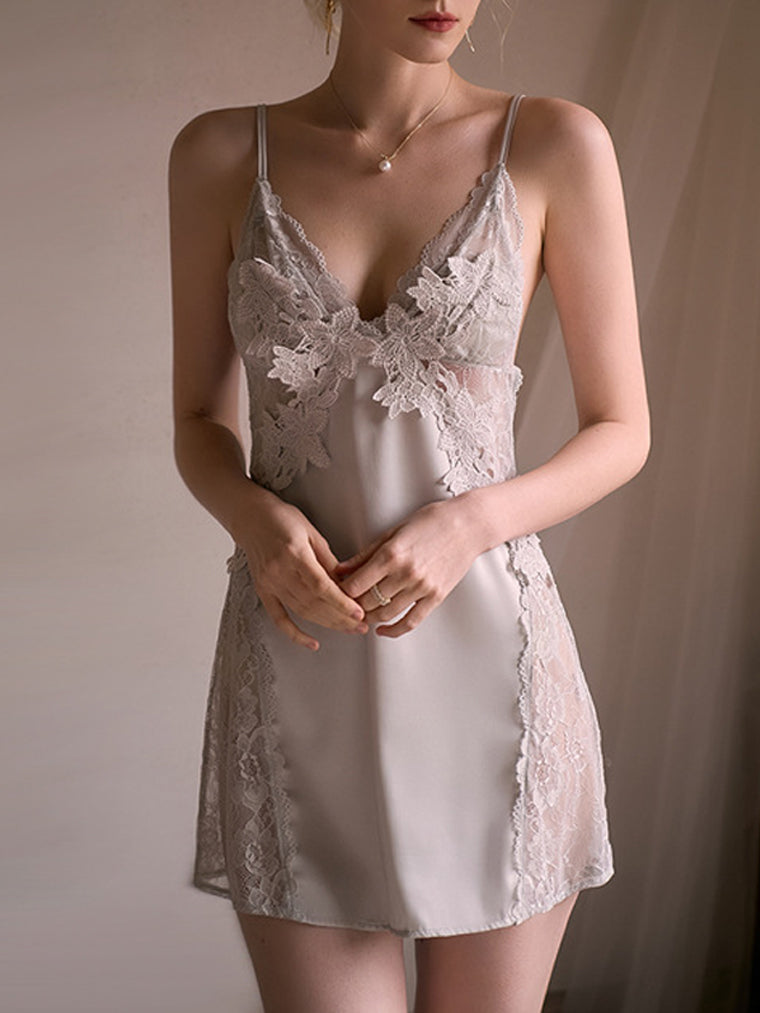 Sexy Floral Embroidered Lace-Trim Slip